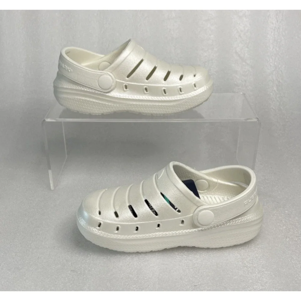 Rugged Shark Eva White Pearl Clogs Slip on Sandals Toddler Girls Size 8 NEW